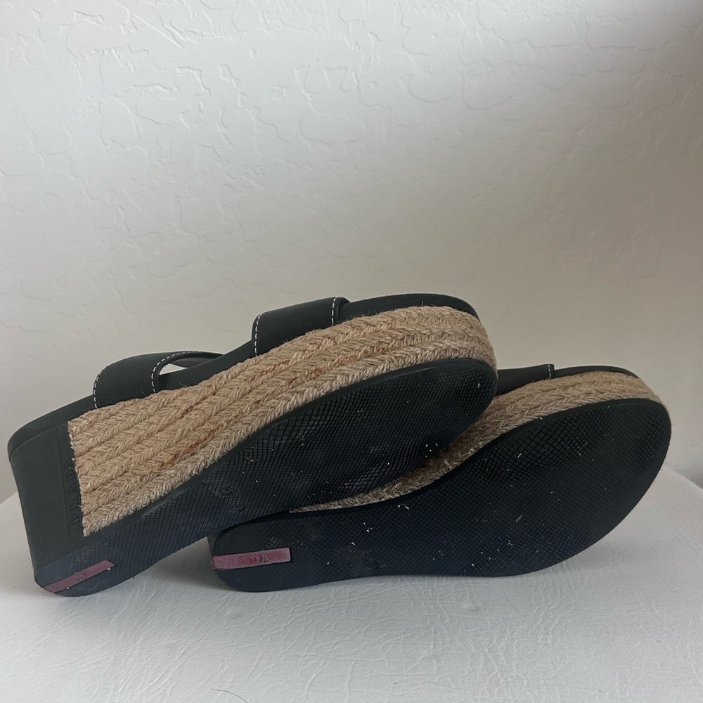Prada Black Linea Rossa Wedges Sz. 39 - Picture 7 of 7